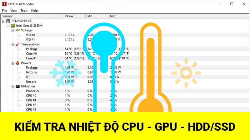 HWMonitor - Kiểm tra nhiệt độ CPU, GPU, HDD/SSD máy tính