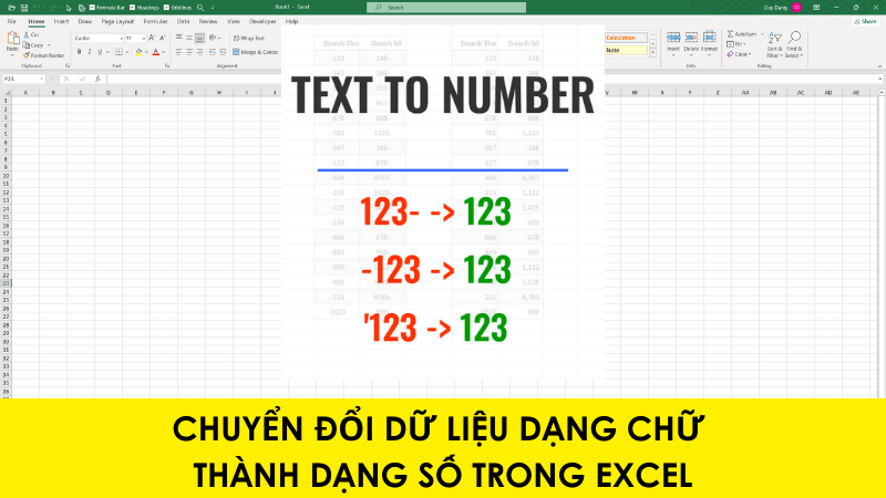 Chuyển Đổi Dữ Liệu Dạng Chữ Thành Số Trong Excel