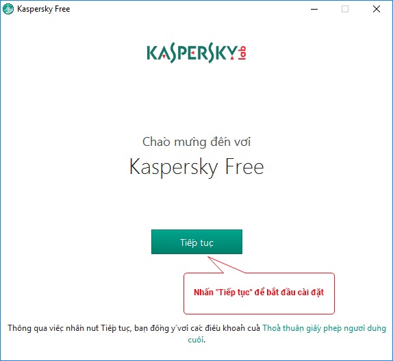 Kaspersky Free xác nhận cài đặt