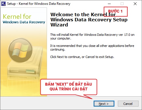 Khôi phục dữ liệu Kernel for Windows Data Recovery – Bước 1