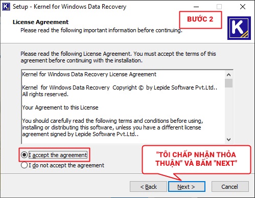Khôi phục dữ liệu Kernel for Windows Data Recovery – Bước 2