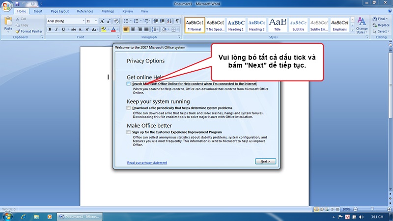Hướng dẫn cài đặt MS Office 2007 - Bước 5