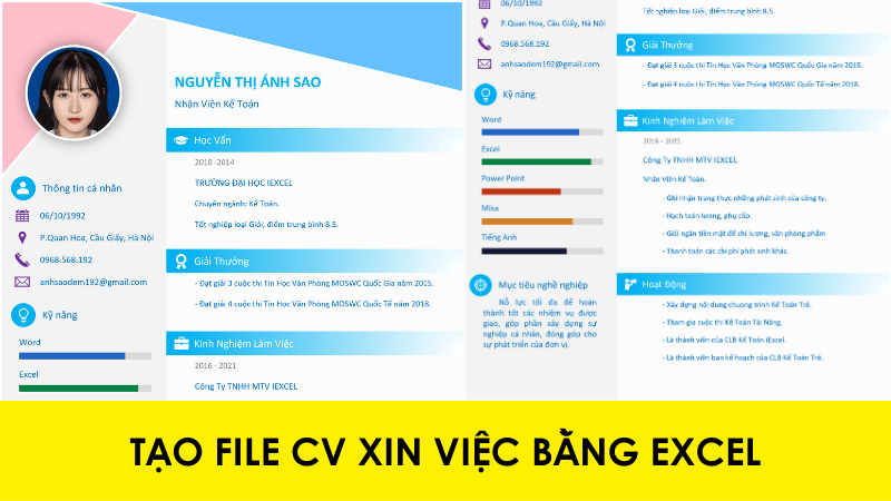 Hướng dẫn tạo CV xin việc bằng Excel