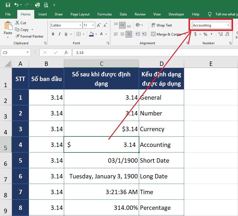 format cell trong excel