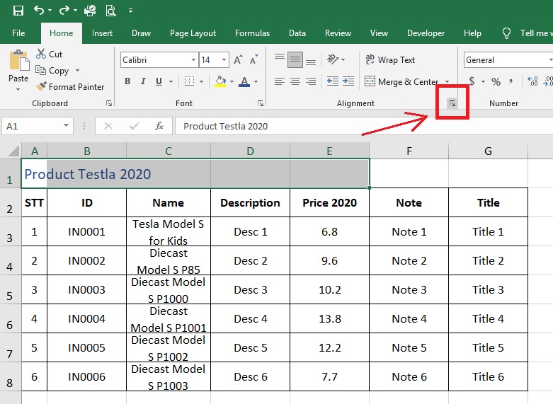 chon-can-giua-hop-nhat-o-excel-2019-buoc-1 chon-can-giua-hop-nhat-o-excel-2019-B1