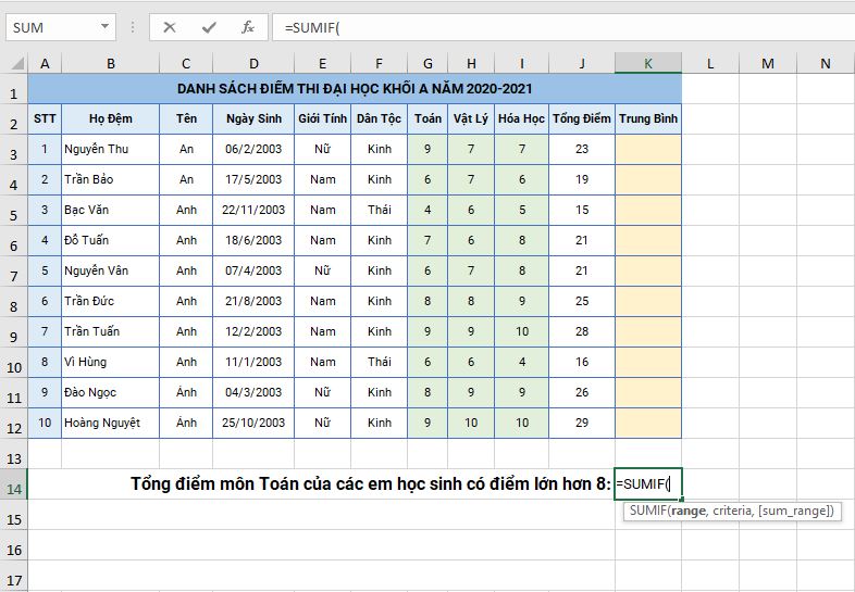 vi-du-tinh-sumif-trong-excel-2019-buoc-2 vi-du-tinh-sumif-trong-excel-2019-buoc-2