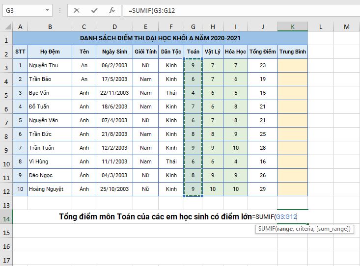 vi-du-tinh-sumif-trong-excel-2019-buoc-3 vi-du-tinh-sumif-trong-excel-2019-buoc-3